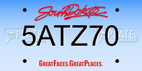 5ATZ70 South Dakota License Plate