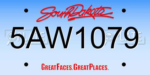 5AW1079 South Dakota License Plate