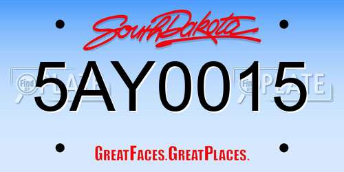 5AY0015 South Dakota License Plate