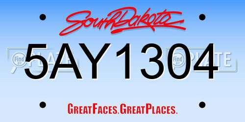5AY1304 South Dakota License Plate