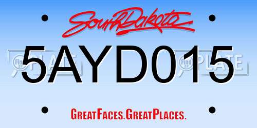 5AYD015 South Dakota License Plate