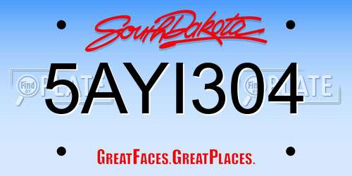 5AYI304 South Dakota License Plate