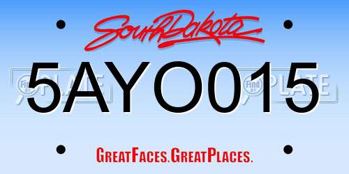 5AYO015 South Dakota License Plate