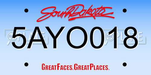 5AYO018 South Dakota License Plate
