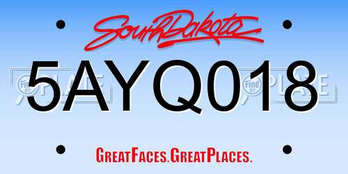 5AYQ018 South Dakota License Plate