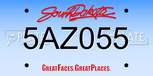5AZ055 South Dakota License Plate