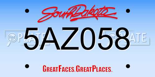 5AZ058 South Dakota License Plate
