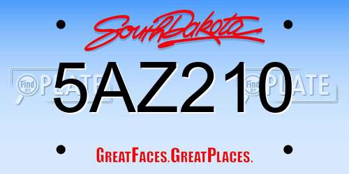 5AZ210 South Dakota License Plate
