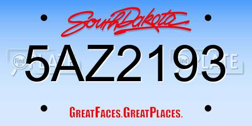 5AZ2193 South Dakota License Plate
