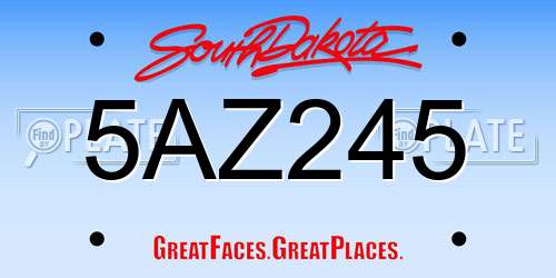 5AZ245 South Dakota License Plate