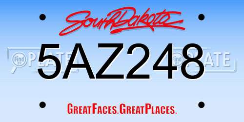 5AZ248 South Dakota License Plate