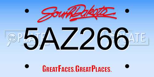 5AZ266 South Dakota License Plate