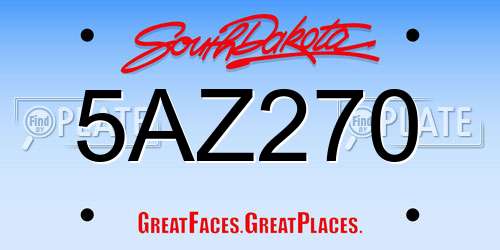 5AZ270 South Dakota License Plate