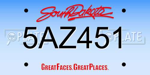5AZ451 South Dakota License Plate
