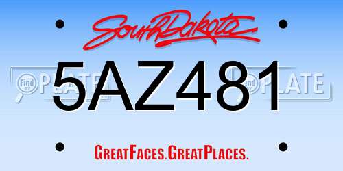 5AZ481 South Dakota License Plate