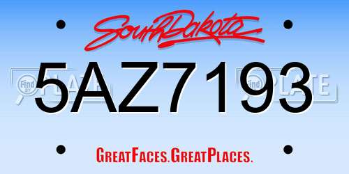 5AZ7193 South Dakota License Plate
