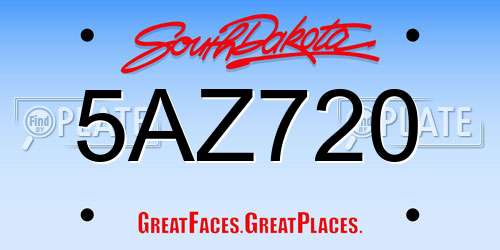 5AZ720 South Dakota License Plate