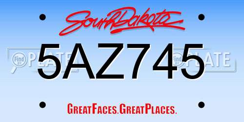 5AZ745 South Dakota License Plate