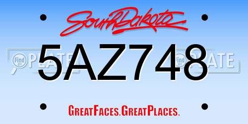 5AZ748 South Dakota License Plate