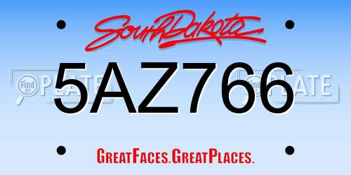 5AZ766 South Dakota License Plate