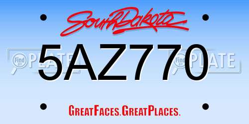 5AZ770 South Dakota License Plate