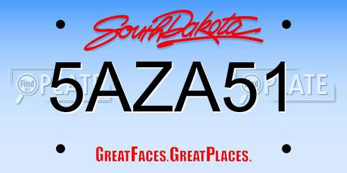 5AZA51 South Dakota License Plate