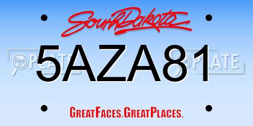 5AZA81 South Dakota License Plate
