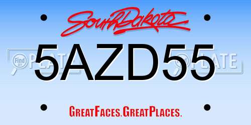 5AZD55 South Dakota License Plate