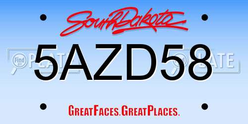 5AZD58 South Dakota License Plate
