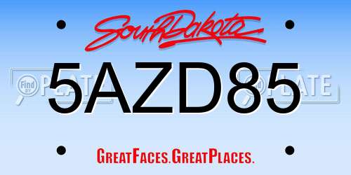 5AZD85 South Dakota License Plate