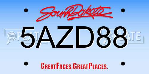 5AZD88 South Dakota License Plate