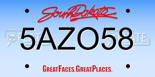 5AZO58 South Dakota License Plate