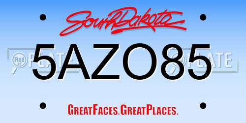 5AZO85 South Dakota License Plate