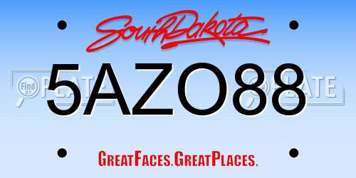 5AZO88 South Dakota License Plate