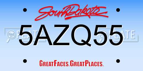 5AZQ55 South Dakota License Plate