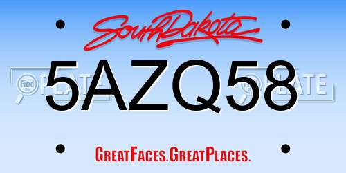 5AZQ58 South Dakota License Plate