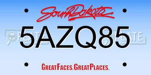 5AZQ85 South Dakota License Plate