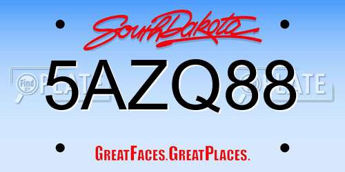 5AZQ88 South Dakota License Plate