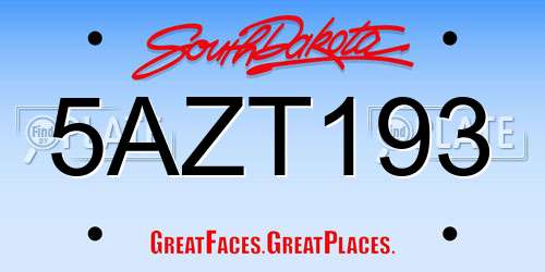 5AZT193 South Dakota License Plate