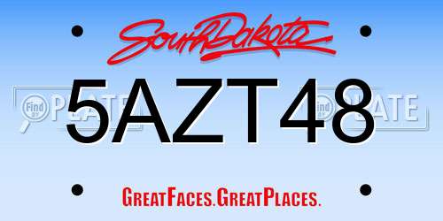 5AZT48 South Dakota License Plate