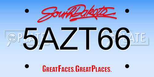 5AZT66 South Dakota License Plate