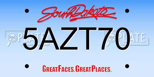 5AZT70 South Dakota License Plate