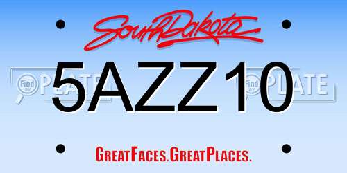 5AZZ10 South Dakota License Plate
