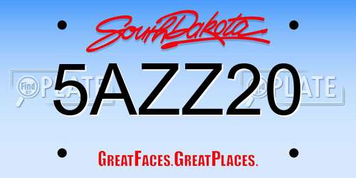 5AZZ20 South Dakota License Plate