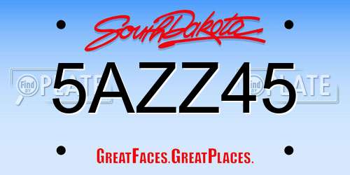 5AZZ45 South Dakota License Plate
