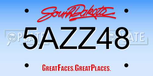 5AZZ48 South Dakota License Plate