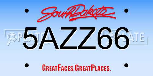 5AZZ66 South Dakota License Plate