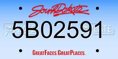 5B02591 South Dakota License Plate