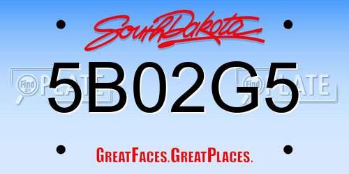 5B02G5 South Dakota License Plate