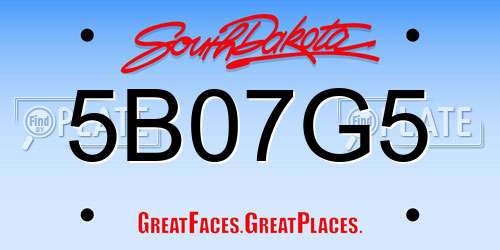 5B07G5 South Dakota License Plate